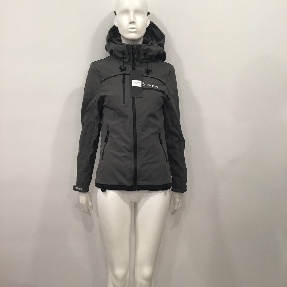 PINFIN Windbreaker Women Small Grey New Alpha Series Hooded‎ Softshell Jacket
